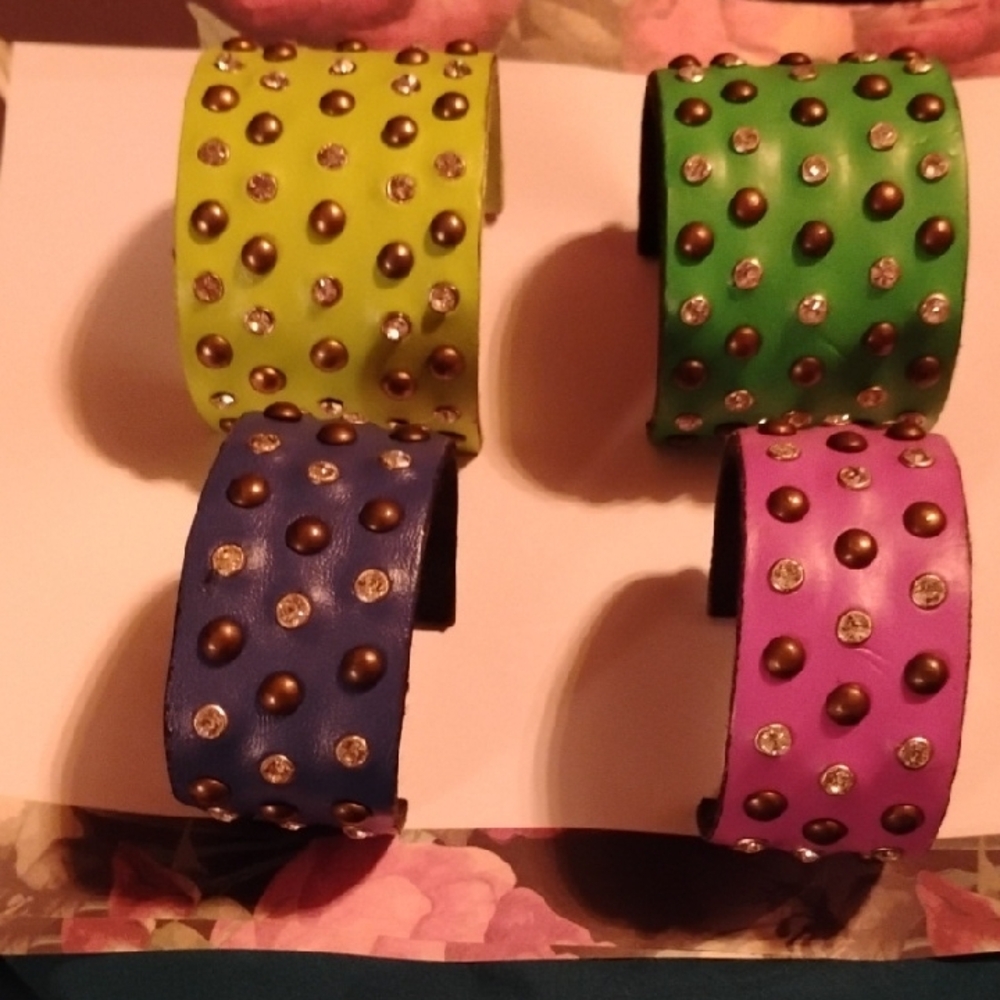 Studded Cuff Bracelet Set in Vibrant Colors